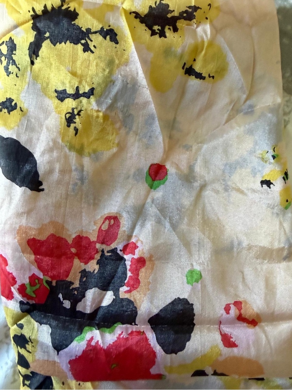 Girls' Floral Print Wrap in White with Yellow & Red Accents